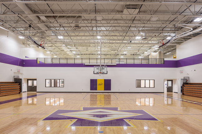 basketball court of a gymnasium